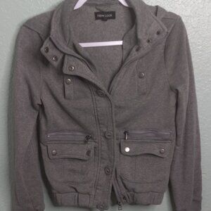 Women's Hooded Sweat Jacket by New Look, Size Small, Grey, A356
